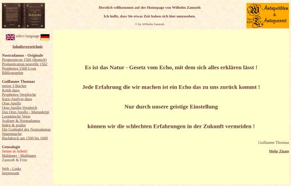 Vorschau von www.zannoth.de, Nostradamus-Forscher Wilhelm Zannoth