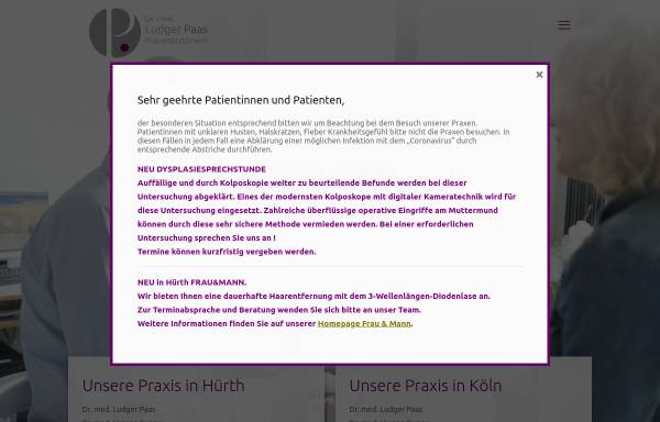 Vorschau von frauenheilkun.de, Dr. med. Ludger Paas, Facharzt für Frauenheilkunde und Geburtshilfe