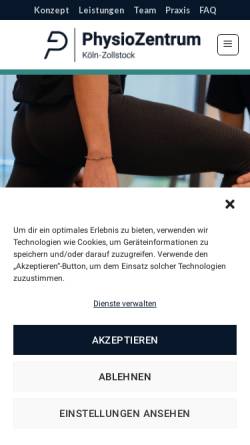 Vorschau der mobilen Webseite www.physiotherapie-koeln.de, Ralf Pfeiffer, Praxis für Physiotherapie