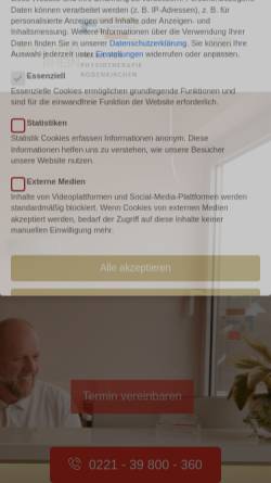Vorschau der mobilen Webseite physiotherapie-in-rodenkirchen.de, Praxis für Physiotherapie Axel Janssen und Andreas Müller GbR