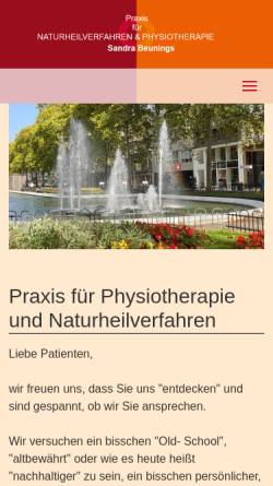 Vorschau der mobilen Webseite www.physiotherapie-beunings.de, Sandra Beunings, Physiotherapeutin