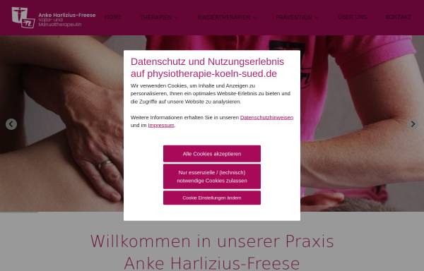 Vorschau von www.physiotherapie-koeln-sued.de, Anke Harlizius-Freese, Praxis für Krankengymnastik, Physiotherapie und Kindertherapie