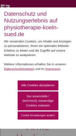 Vorschau der mobilen Webseite www.physiotherapie-koeln-sued.de, Anke Harlizius-Freese, Praxis für Krankengymnastik, Physiotherapie und Kindertherapie
