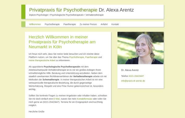 Vorschau von www.praxis-dr-arentz.de, Privatpraxis für Psychotherapie Dr. Alexa Arentz