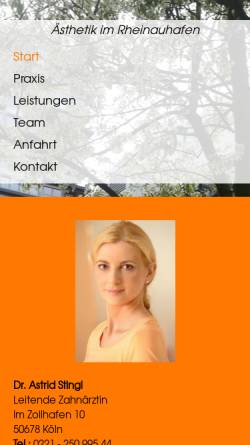 Vorschau der mobilen Webseite www.zahnarzt-in-koeln.com, Dr. med. dent. Astrid Stingl