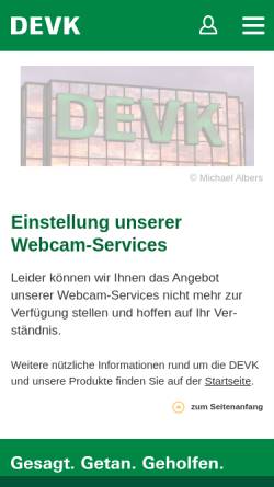 Vorschau der mobilen Webseite www.devk.de, Webcams DEVK Versicherungen