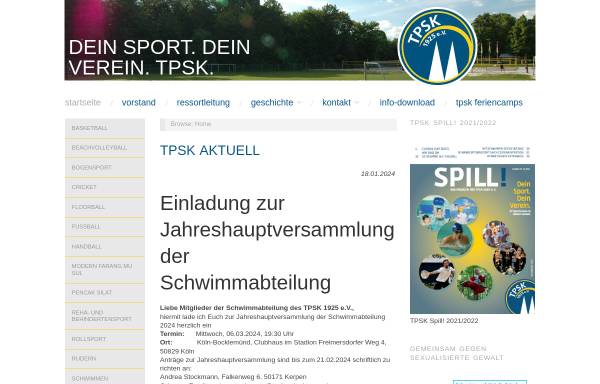 Vorschau von www.tpsk.koeln, Telekom-Post-Sportgemeinschaft Köln e.V - Ruderabteilung