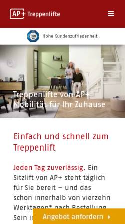Vorschau der mobilen Webseite www.ap-treppenlifte.de, A&P Treppenlifte GmbH