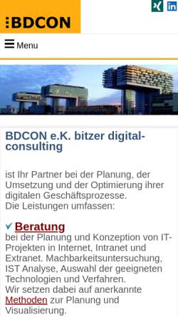 Vorschau der mobilen Webseite www.bdcon.de, Bdcon Bitzer Digital-Media Consulting, Frank Bitzer