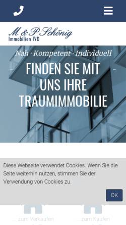 Vorschau der mobilen Webseite www.schoenig-immobilien.de, M & P Schönig Immobilien GmbH & Co KG