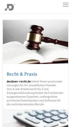 Vorschau der mobilen Webseite www.deubner-verlag.de, Deubner Verlag GmbH & Co. KG