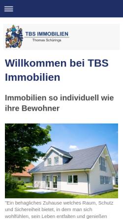Vorschau der mobilen Webseite www.tbs-immobilien.de, TBS Thomas B. Schürings Immobilien