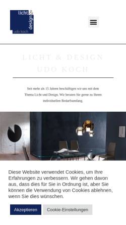 Vorschau der mobilen Webseite www.koch-lichtdesign.de, Koch Lichtdesign & Handelsagentur, Udo A. Koch