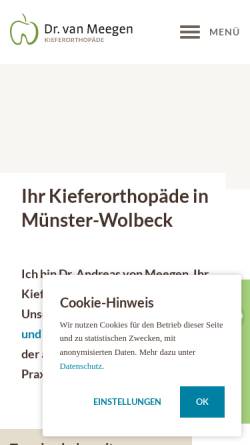 Vorschau der mobilen Webseite www.kfo-wolbeck.de, Dr. Andreas van Meegen