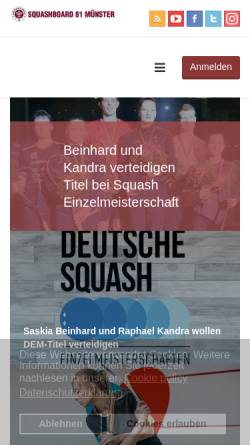 Vorschau der mobilen Webseite www.squashboard.de, Squashboard 81 e.V.