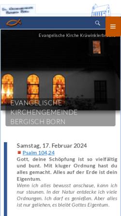 Vorschau der mobilen Webseite bb-kirchengemein.de, Evangelische Kirchengemeinde Bergisch Born