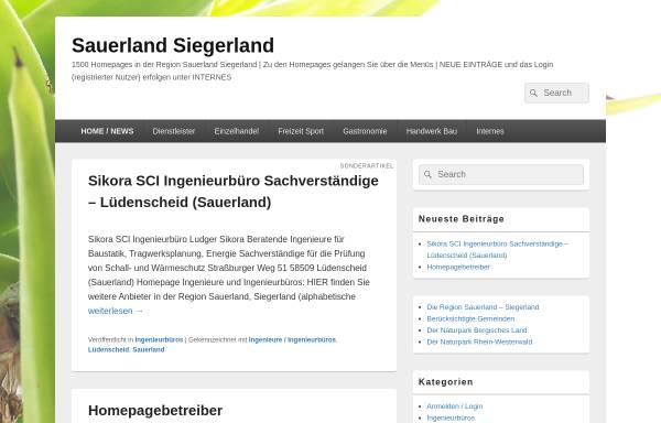 Vorschau von www.sauerland.siegerland.linklisten24.com, 1500 Homepages der Region Sauerland Siegerland