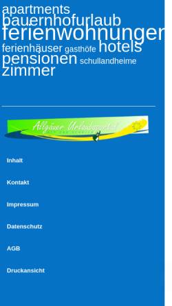 Vorschau der mobilen Webseite www.allgaeuerurlaubsportal.de, Allgäuer Urlaubsportal