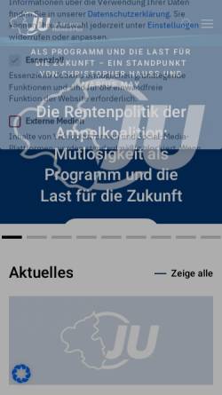 Vorschau der mobilen Webseite ju-rp.de, Junge Union (JU) Rheinland-Pfalz