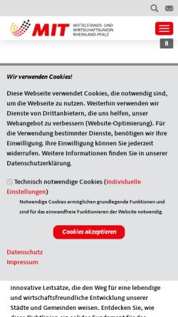 Vorschau der mobilen Webseite www.mit-rlp.de, Mittelstands- und Wirtschaftsvereinigung (MIT) Rheinland-Pfalz