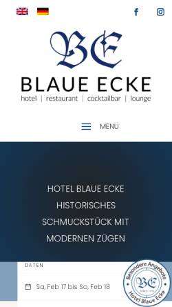 Vorschau der mobilen Webseite www.blaueecke.de, Hotel Blaue Ecke