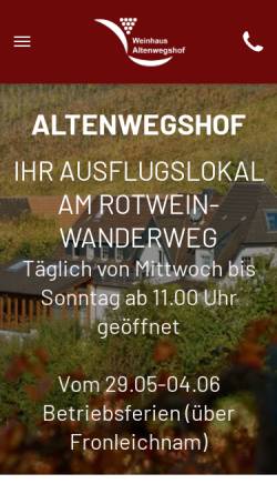 Vorschau der mobilen Webseite www.altenwegshof.de, Altenwegshof