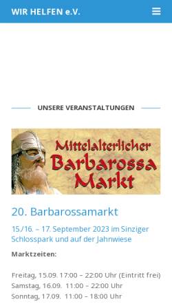 Vorschau der mobilen Webseite www.wir-helfen-ev.de, Wir helfen e.V. - Nikolausmarkt Remagen