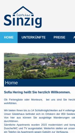 Vorschau der mobilen Webseite gaestehaus-sinzig.de, Ferienwohnungen und Apartments in Sinzig