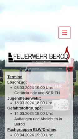 Vorschau der mobilen Webseite www.feuerwehr-berod.com, Feuerwehr Berod