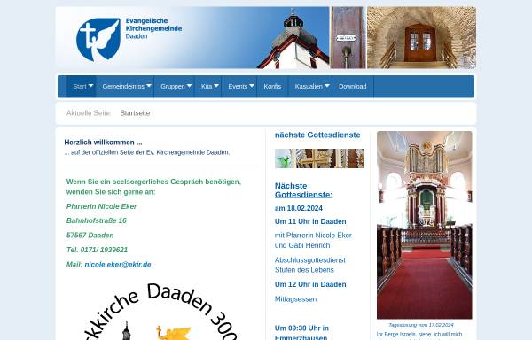 Vorschau von www.hahnengel.de, Evangelische Kirchengemeinde Daaden