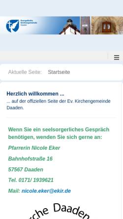 Vorschau der mobilen Webseite www.hahnengel.de, Evangelische Kirchengemeinde Daaden