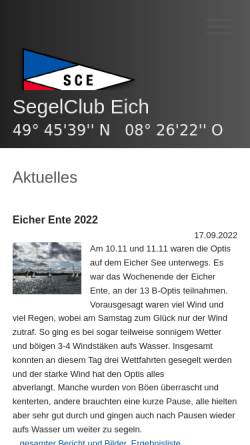 Vorschau der mobilen Webseite www.segelclub-eich.de, Segelclub Eich