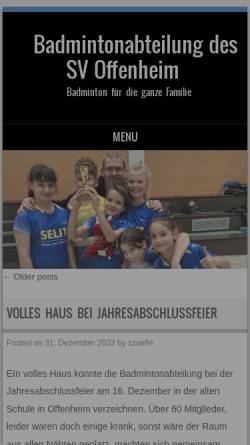 Vorschau der mobilen Webseite badminton-offenheim.de, Badmintonabteilung des SV Offenheim e. V.