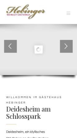 Vorschau der mobilen Webseite www.hebinger-deidesheim.de, Weingut und Gästehaus Hebinger