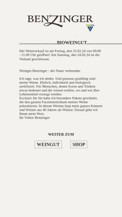 Vorschau der mobilen Webseite weingut-benzinger.de, Weingut Benzinger