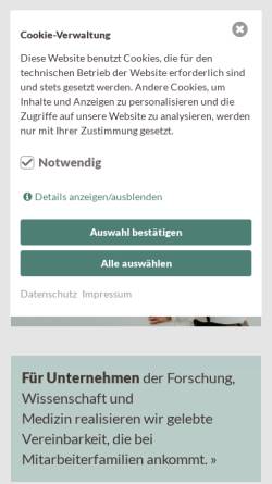 Vorschau der mobilen Webseite www.kinderbetreuungsboerse.de, Kinderbetreuungsbörse Wigwam