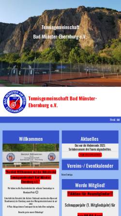 Vorschau der mobilen Webseite www.tgbme.de, Tennisgemeinschaft Bad Münster am Stein-Ebernburg e.V.