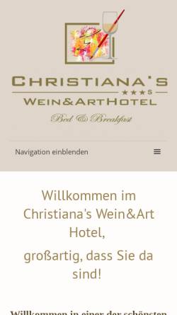 Vorschau der mobilen Webseite wein-arthotel.de, Christiana's Wein & Art Hotel