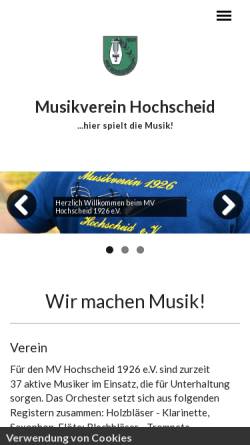 Vorschau der mobilen Webseite www.mv-hochscheid.de, Musikverein 1926 Hochscheid e.V.