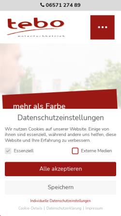 Vorschau der mobilen Webseite www.malerfachbetrieb-tebo.de, Tebo malerfachbetrieb, Inh. Stefan Teusch & Sven Bornemann