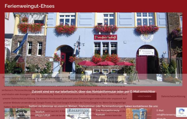 Vorschau von www.ferienweingut-ehses.de, Ferienweingut Ehses Inh. Peter Ehses
