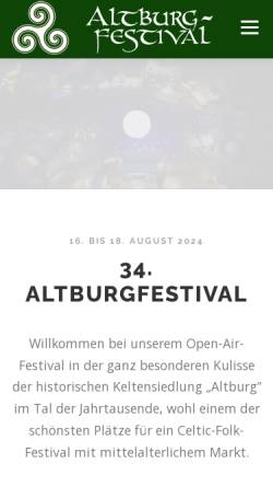 Vorschau der mobilen Webseite altburgfestival.de, Altburgfestival im Keltendorf bei Bundenbach