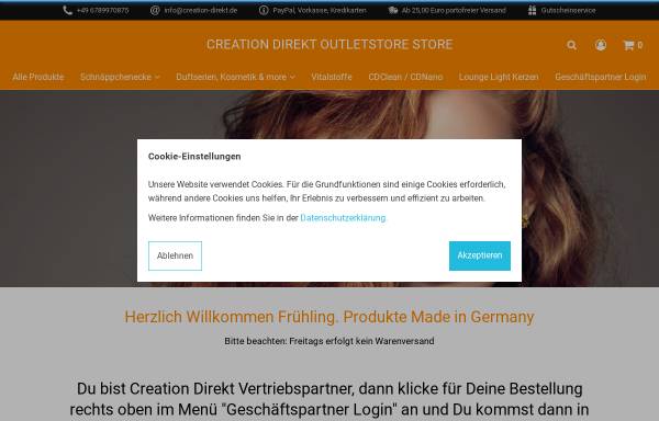 Vorschau von www.creation-outlet.de, Creation Direkt international GmbH