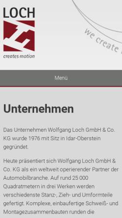 Vorschau der mobilen Webseite www.loch.de, Wolfgang Loch GmbH & Co. KG - Stanztechnik und Werkzeugbau