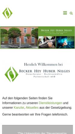 Vorschau der mobilen Webseite www.becker-hey-huber.de, Becker Hey Huber Steuerberater Partnerschaft mbB