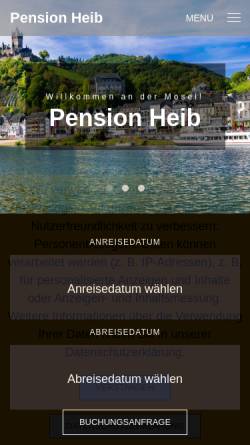 Vorschau der mobilen Webseite www.pension-heib.de, Pension Heib