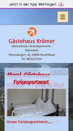 Vorschau der mobilen Webseite i33488.wixsite.com, Gästehaus Krämer