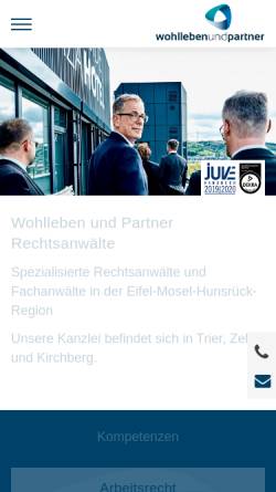 Vorschau der mobilen Webseite www.wohlleben-partner.de, Wohlleben und Partner Rechtsanwälte