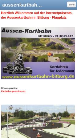 Vorschau der mobilen Webseite aussenkartbahn-bitburg.jimdo.com, Außenkartbahn Bitburg