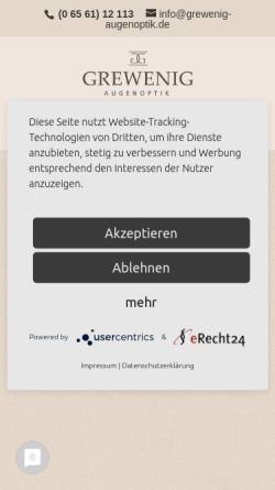 Vorschau der mobilen Webseite www.grewenig-augenoptik.de, Rainer Grewenig Augenoptik